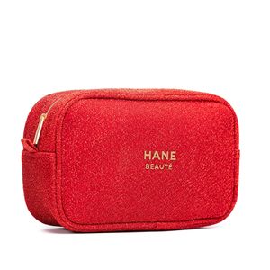 Factory Custom Large Capacity Soft Red Velvet Cosmetic Bag with Golden Zipper Fashionable Pleuche Makeup <strong>Pouch</strong> for Travel - Product Image 5