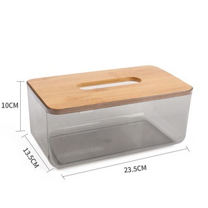 กล่องทิชชู่แบบใสสำหรับรถยนต์,กล่องทิชชู่พร้อมฝาปิดไม้ไผ่ - Product Image 1