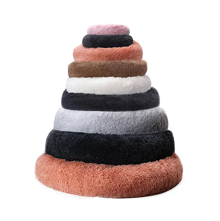 Fornecedor lote heavy duty extra grande faux fur donut rodada cama do cão tamanho adulto pet cama xl xxl 3xl com travesseiro para venda