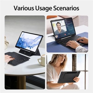 三星银河标签S8 + S7铁立式皮革平板电脑外壳，带磁性可拆卸键盘 - Product Image 6