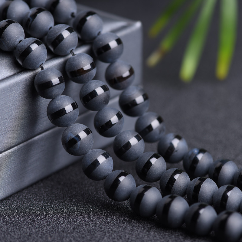 08-Matte one-Line Black Agate