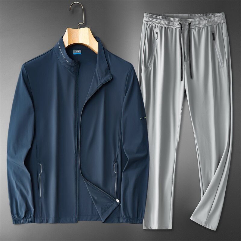 Pantaloni in seta ghiaccio grigio scuro + grigio chiaro
