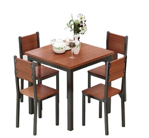 Simple Wooden Dining <strong>Table</strong> <strong>Set</strong> 4 Chairs Metal Frame Dining <strong>Table</strong> - Product Image 2