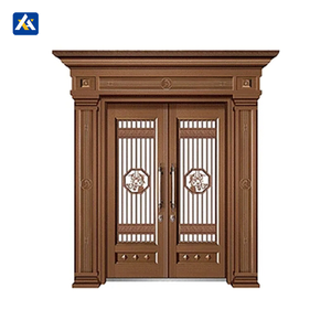 Moderne Amerikaanse Design Dubbele Massieve Veiligheidsdeuren Grote Buiteningang Voor Huis Front Aluminium Legering Met Afgewerkt Oppervlak - Product Image 1