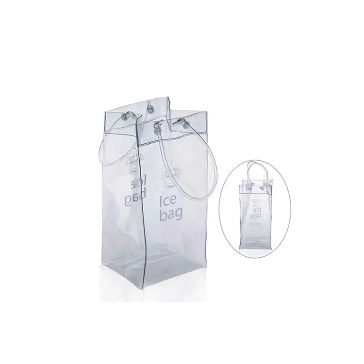 Haute qualité acceptable personnalisé clair pvc transparent sac de glace avec poignée