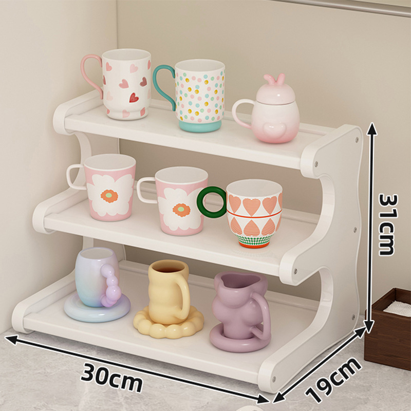 Etagère blanche à 3 niveaux, 30cm
