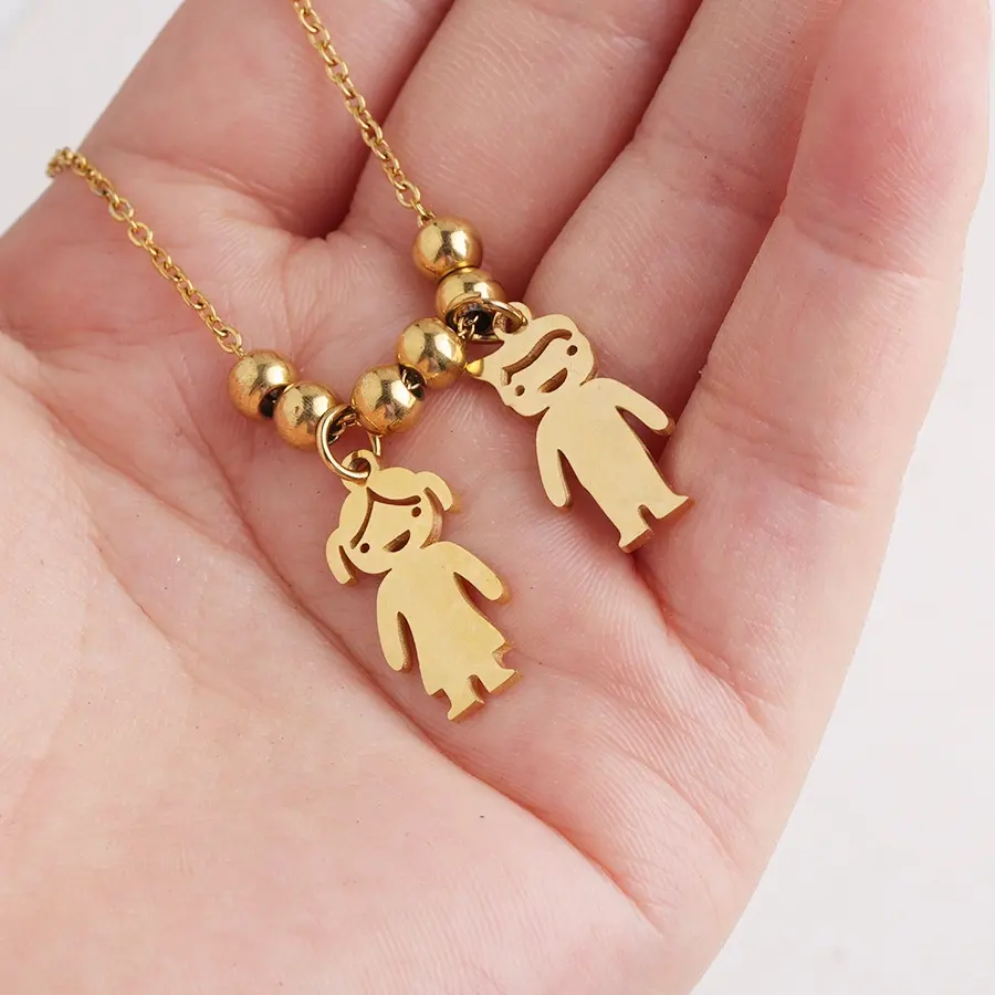 Semplice Famiglia Del Pendente Collana In Acciaio Inox Padre Madre del Ragazzo Della Ragazza di Amore Collana Famiglia Per I Bambini