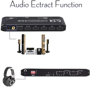 V2.0 4x2 HDMI Matrix with Remote Control 4K*2K@60Hz HDCP2.2+ARC Dual Audio Extractor HDMI 2.0 Version 1080p Resolution - Product Image 3
