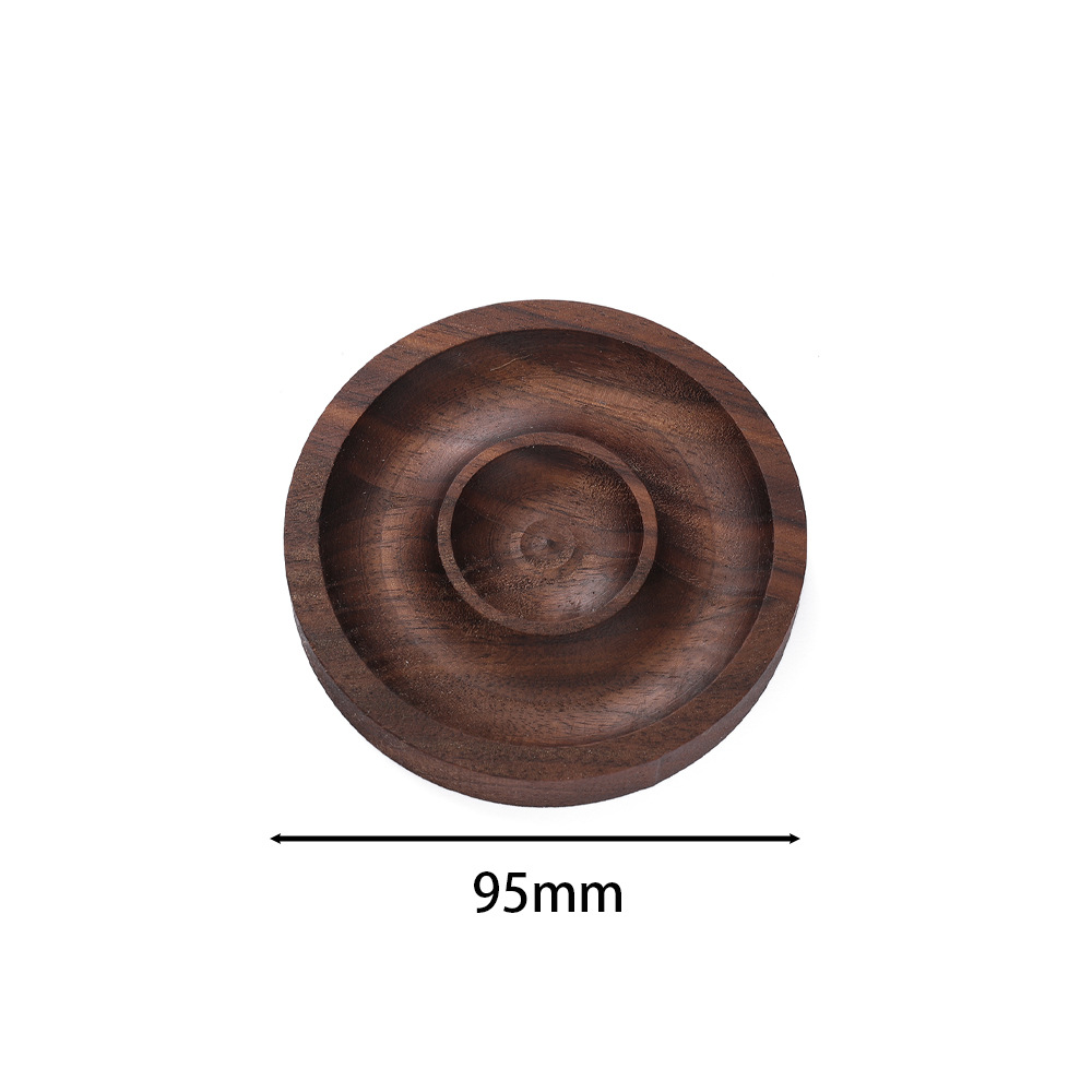 Assiette ronde perlée en noyer noir