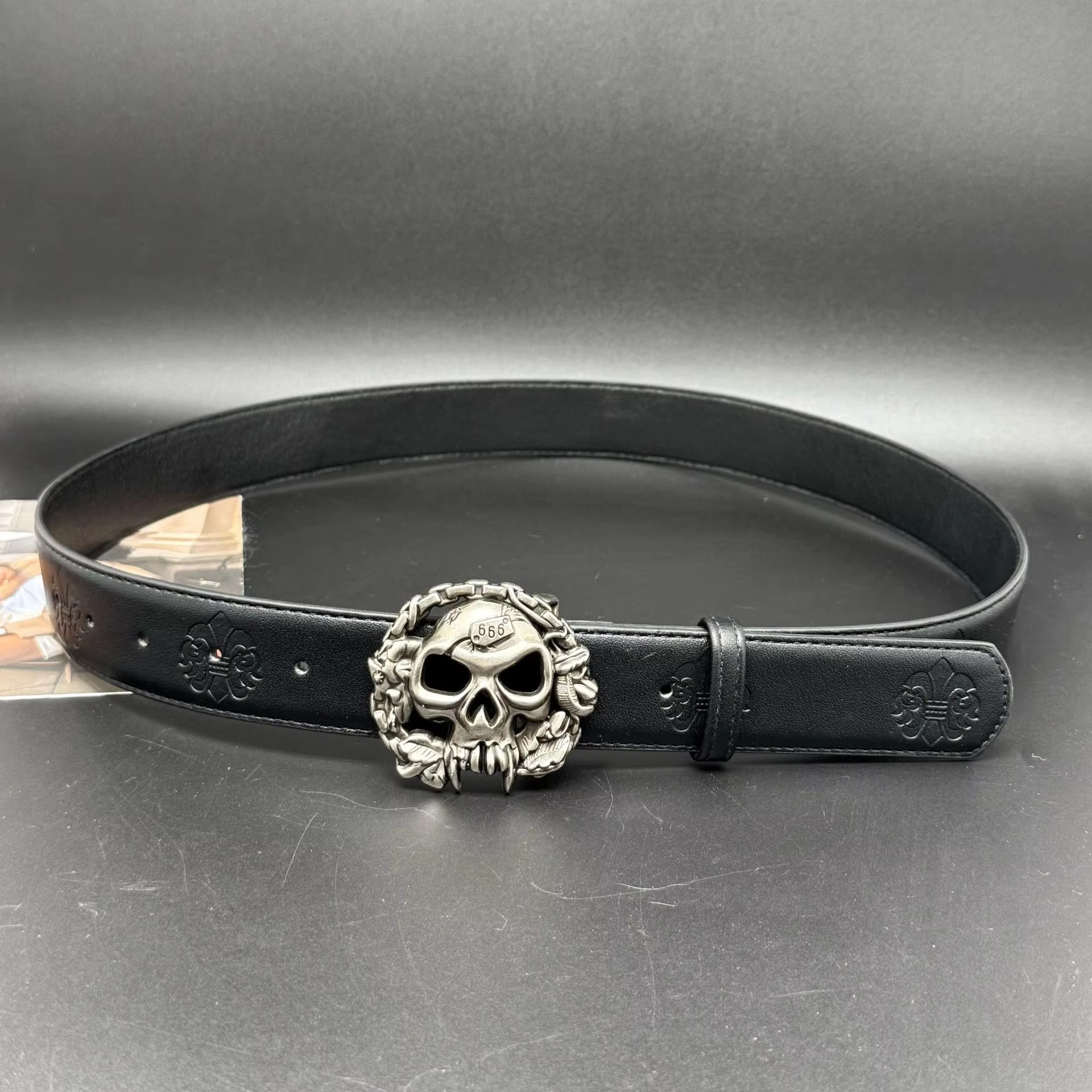 silver Steel seal round skull head-110 cm