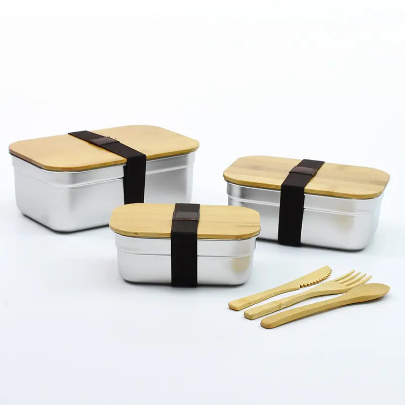 JYCYX contenitore per alimenti ecologico per bambini adulti scatole per il pranzo Bento scatola per il pranzo riutilizzabile in acciaio inossidabile 304 con coperchio in bambù