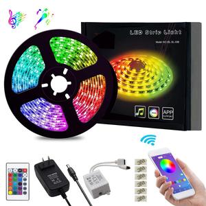 App kontrolü bluetooth müzik led şerit ışık SMD 5050 30 led/metre 5m set, ses kontrolü akıllı led ışıklar şerit RGB - Product Image 1