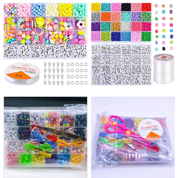 960pcs/set 24 grid Acrylic pony beads and letter beads large hole beads wholesale diy jewelry accessories set