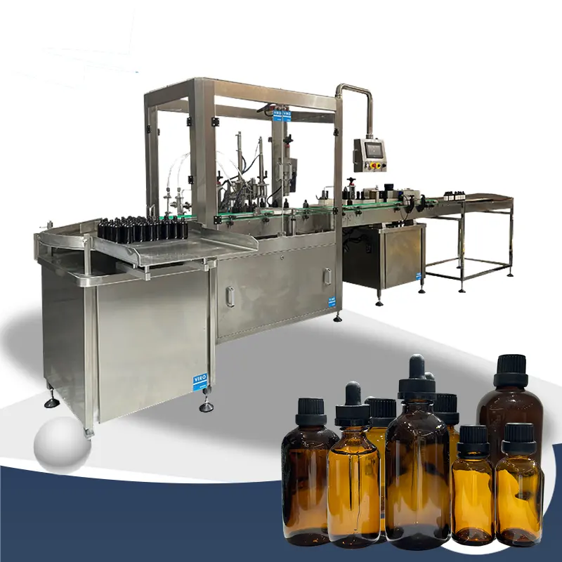 1000-2000BPH fiala liquida 10ml 30ml bottiglia di vetro olio essenziale di riempimento liquido tappatura linea di produzione macchina automatica