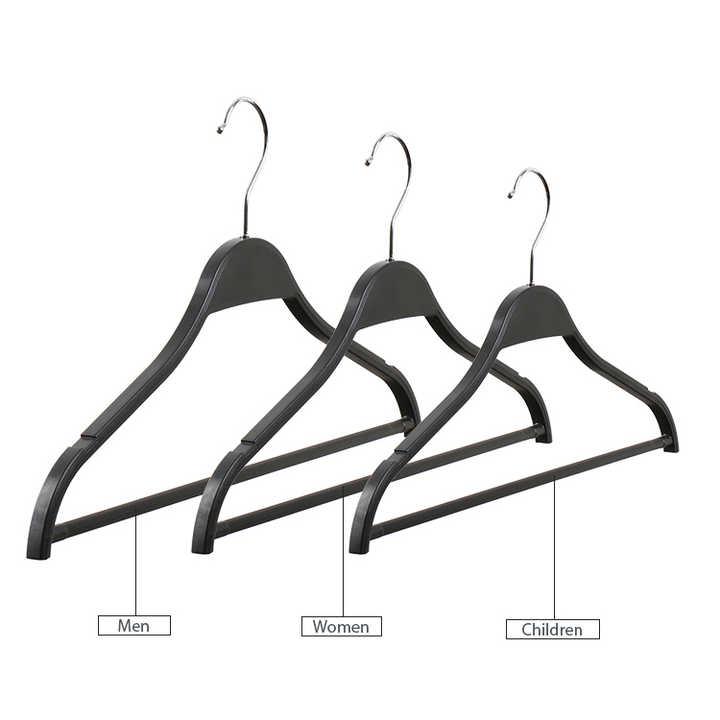Customized High-end Women's ZARA Style Space-saving Plastic Coat T-shirt Black Pants Hangers for Clothing Store Display