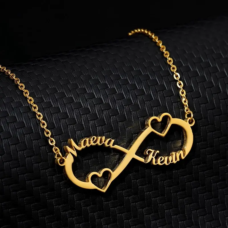 Stainless Steel Custom Name Necklace Women Lucky Number 8 Shaped Letter Custom Name Pendant Necklace Jewelry