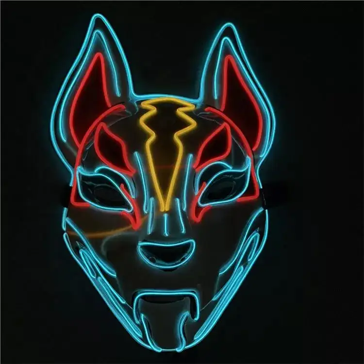 Vendita calda Fox Cat ghost party Mask cosplay horror puntelli Led Neon intero led light face masks