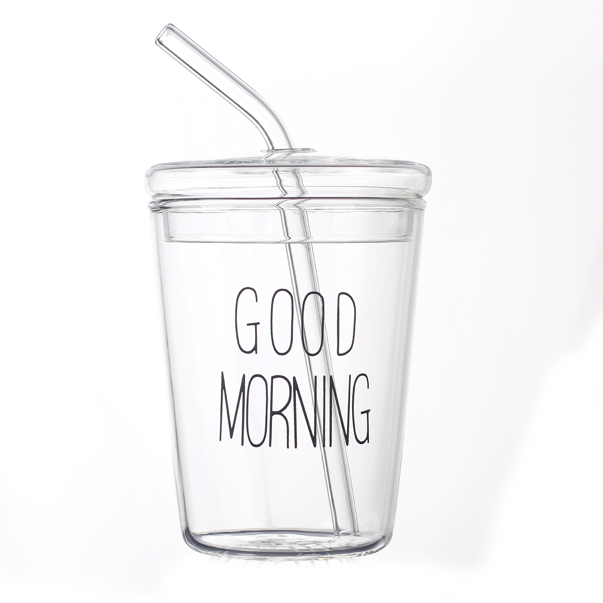 Tapez une tasse de paille noire bon matin