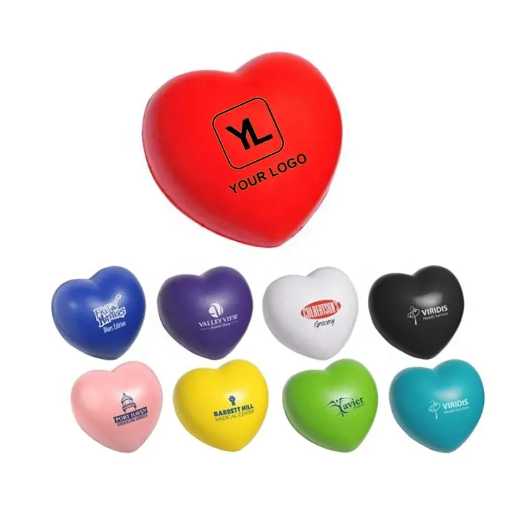 custom logo print red heart stress ball