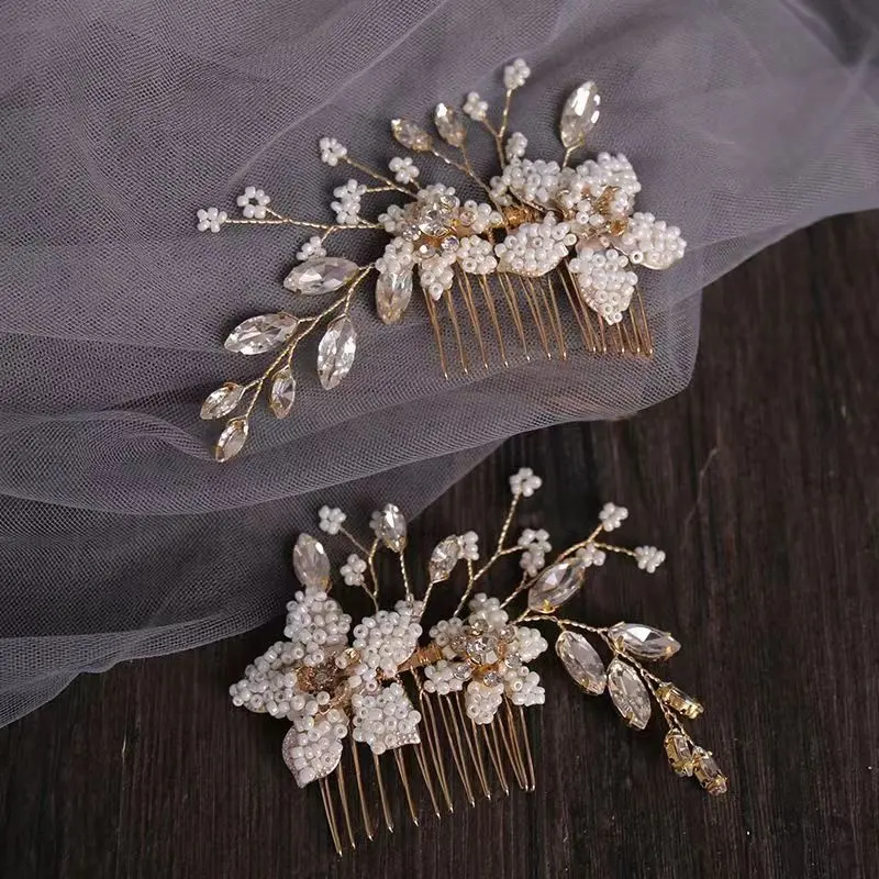 Fascia per capelli di lusso con perla da sposa in cristallo strass accessori per capelli gioielli pettini per capelli da donna