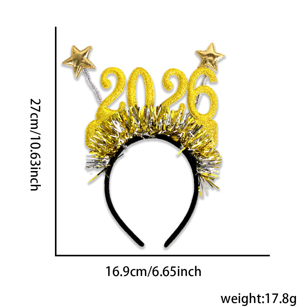 Cerchietto per capelli dorato con stella 2026 - Cerchietto natalizio