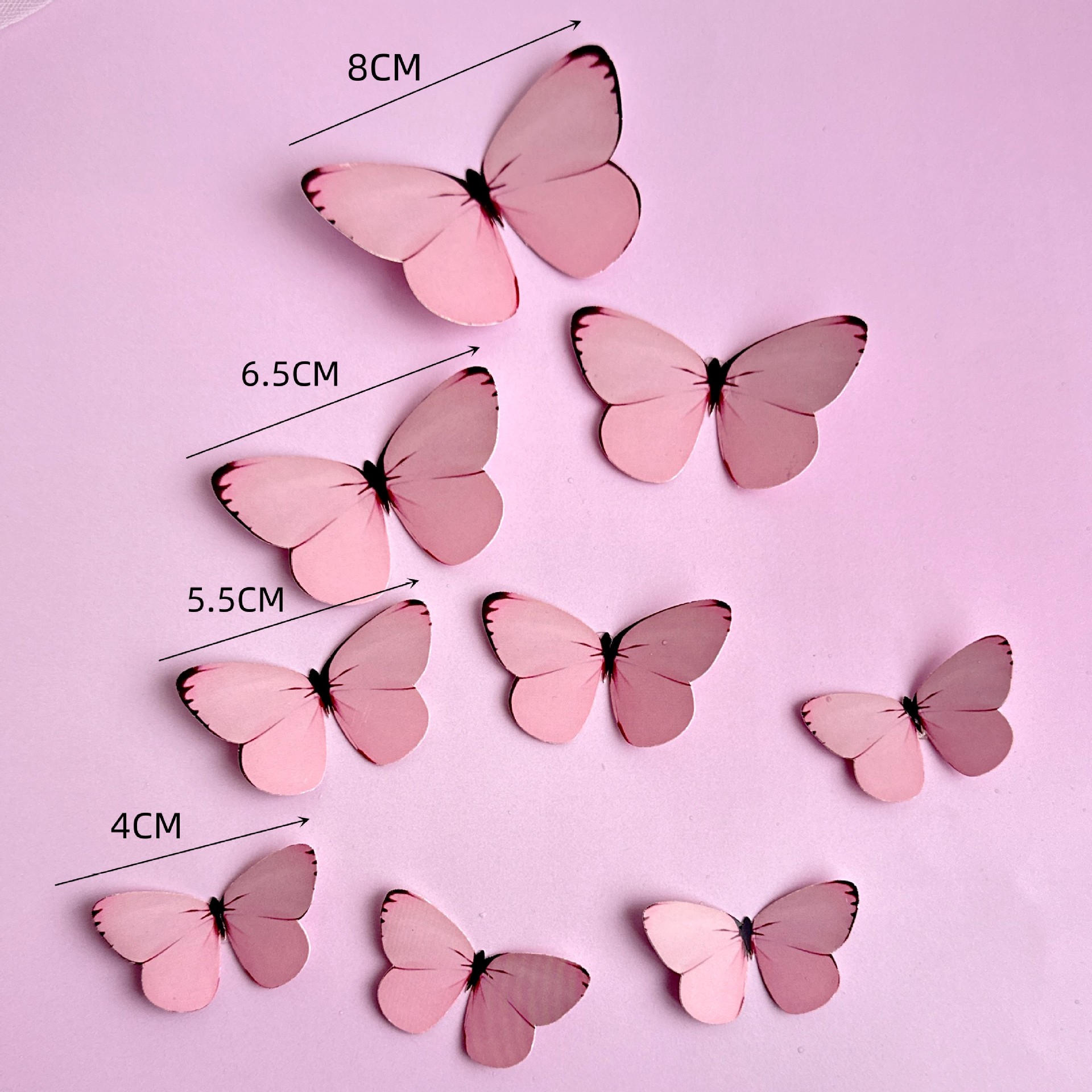 Paquete de materiales para set de mariposas rosas.
