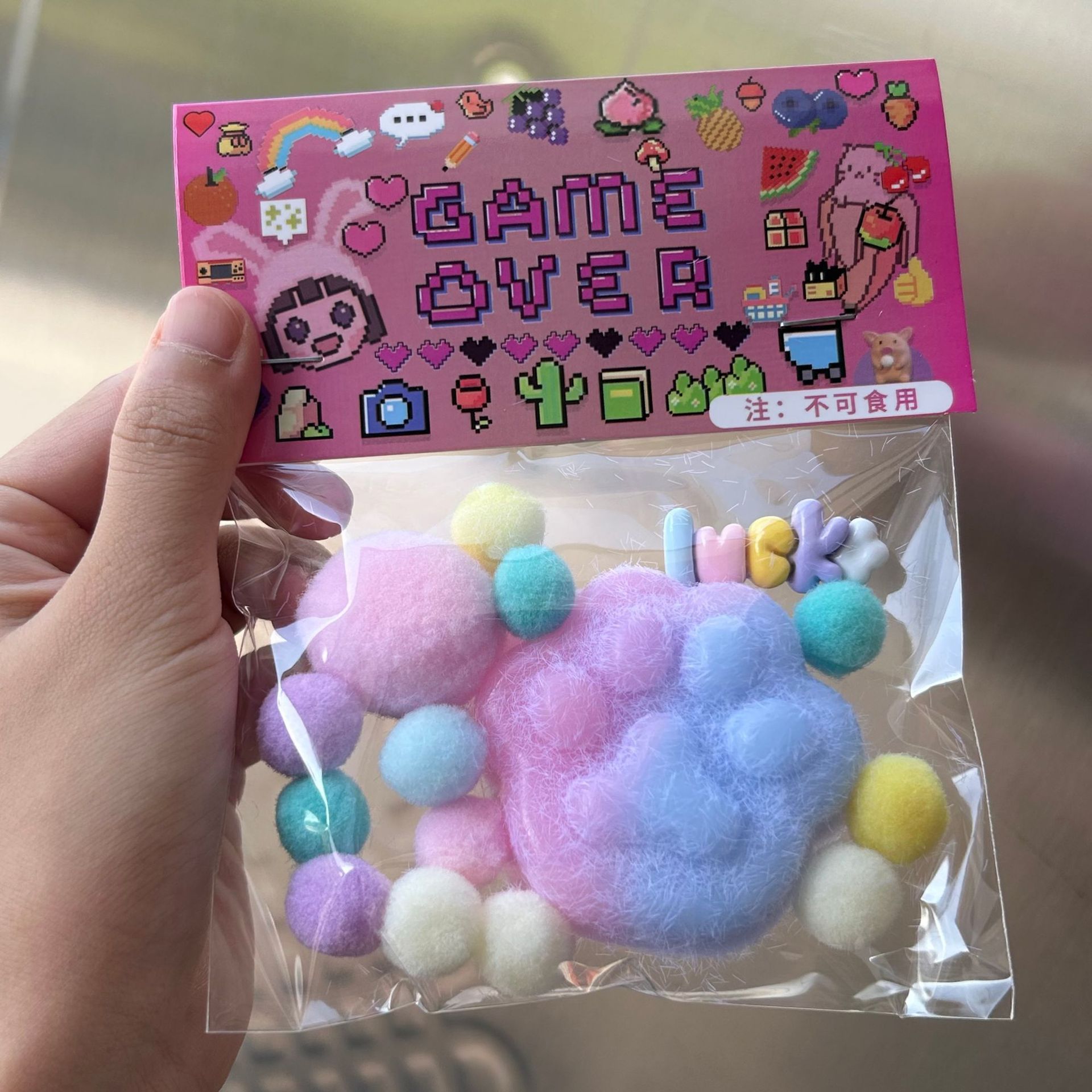Blue and pink plush cat paw-tpr