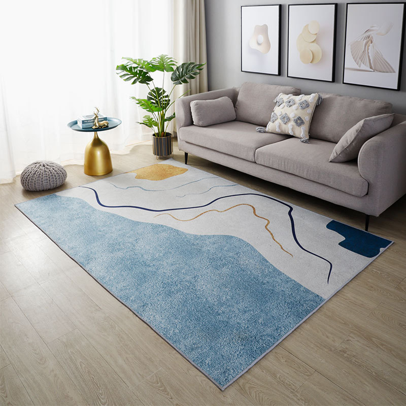 Habitación pintada de azul y blanco