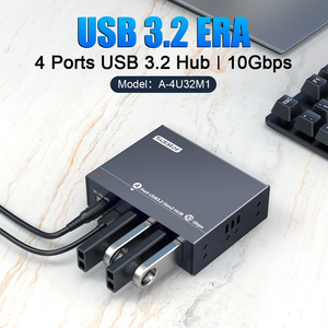 Industrial 4-Port USB 3.2 Gen2 Hub 10Gbps, Type-C Uplink, 12-24V <strong>Input</strong>, Metal Housing - A-4U32M1 - Product Image 2