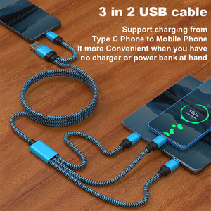 工厂新设计5合1 usb电缆制造商1.2m 2A双USB A USB C公到C型微型B快速充电电缆 - Product Image 2
