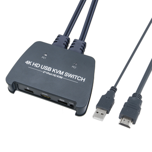VCOM Cable USB HDMI incorporado 4K HDMI Interruptor KVM con botón externo para monitor Teclado Ratón - Product Image 4