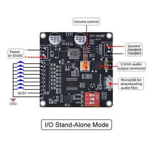 DY-HV8F 12V/24V Netzteil 10W/20W Sprach wiedergabe modul Unterstützt Micro SD Card MP3 Music Player für Arduino - Product Image 2