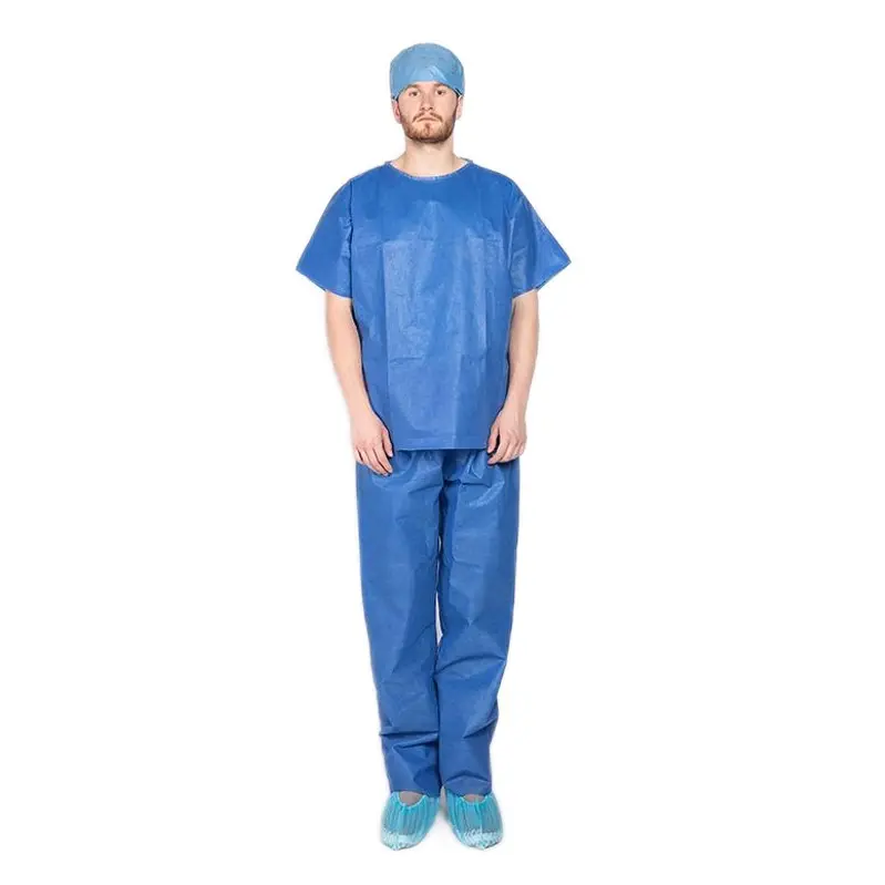 Uniforme hospitalar conjunto não tecido para exame médico, roupa descartável para laboratório, shorts e camisas