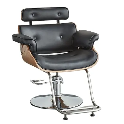 Mobili di bellezza reclinabili Vintage di alta qualità confortevole salone nero taglio capelli attrezzature barbiere sedia per Baber shop