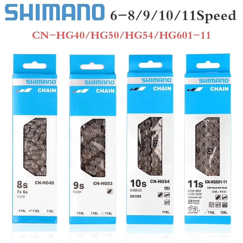 Chaîne de vélo SHIMANO 8/9/10/11/12 vitesses HG601 HG701 HG901 HG40 HG53 HG93 HG54 HG95 M8100 112/116/118L chaîne de vélo Shimano