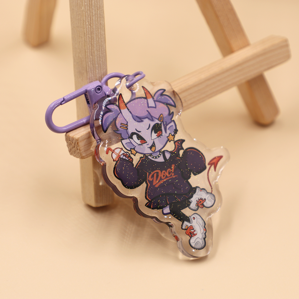 glitter epoxy acrylic keychain