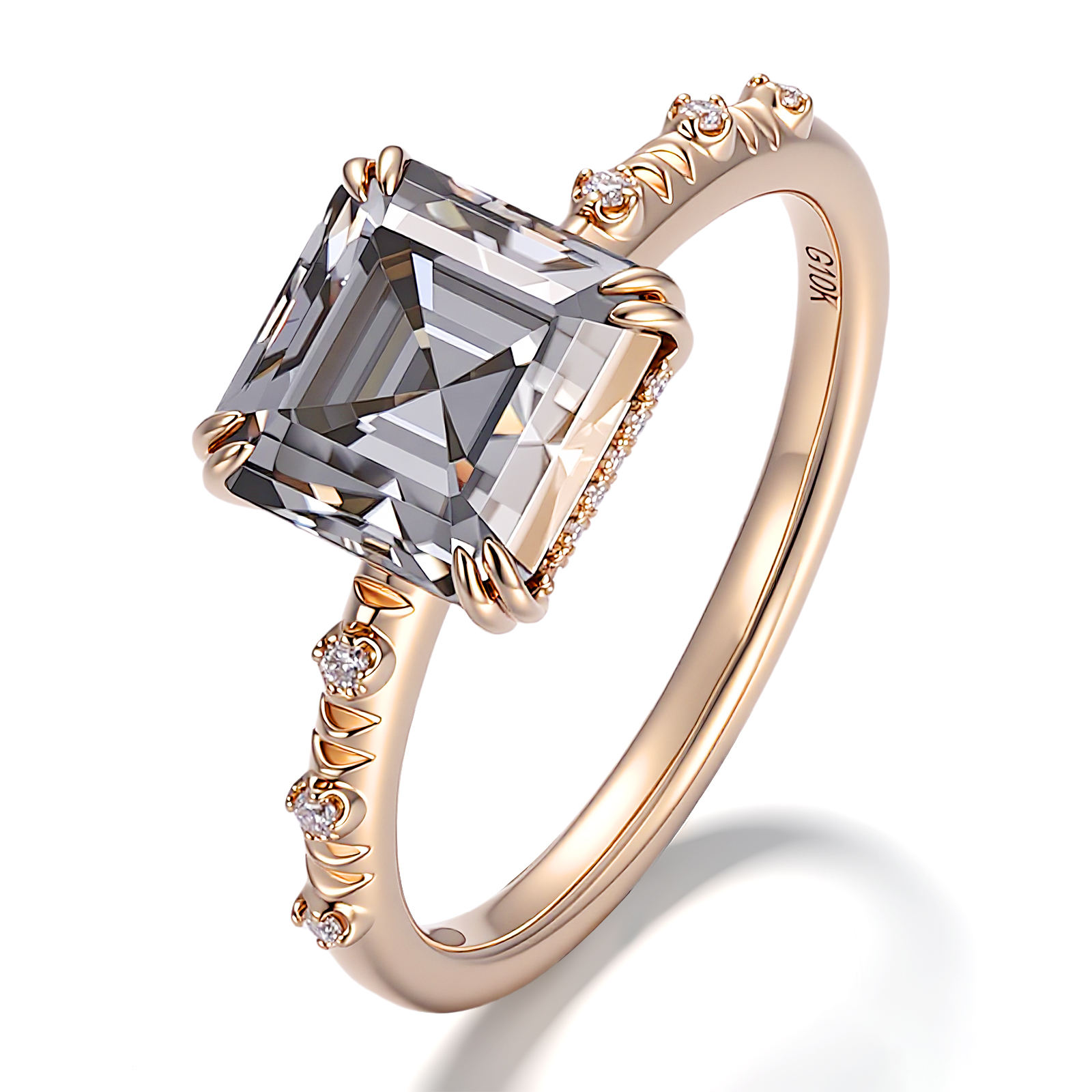 Bague en or massif 10K avec diamant de laboratoire