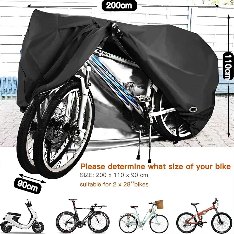 블랙 헤비 듀티 전기 자전거 커버 방풍 방수 UV 보호 태양/자외선 방지 자전거 오토바이 야외 사용