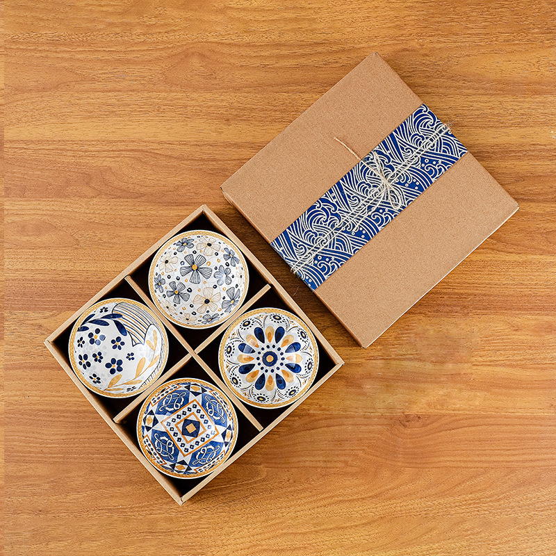Flowers bloom and prosperity 4 bowls