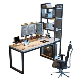 Desk madeira maciça do computador do projeto tradicional luxuoso com Bookshelf integrado para o escritório pequeno do quarto ou o uso home