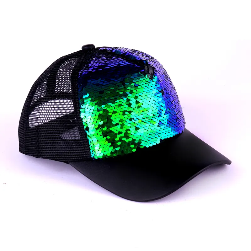 Sequins baseball cap at the shiny piece of mesh hat unisex fluctuates sun hat
