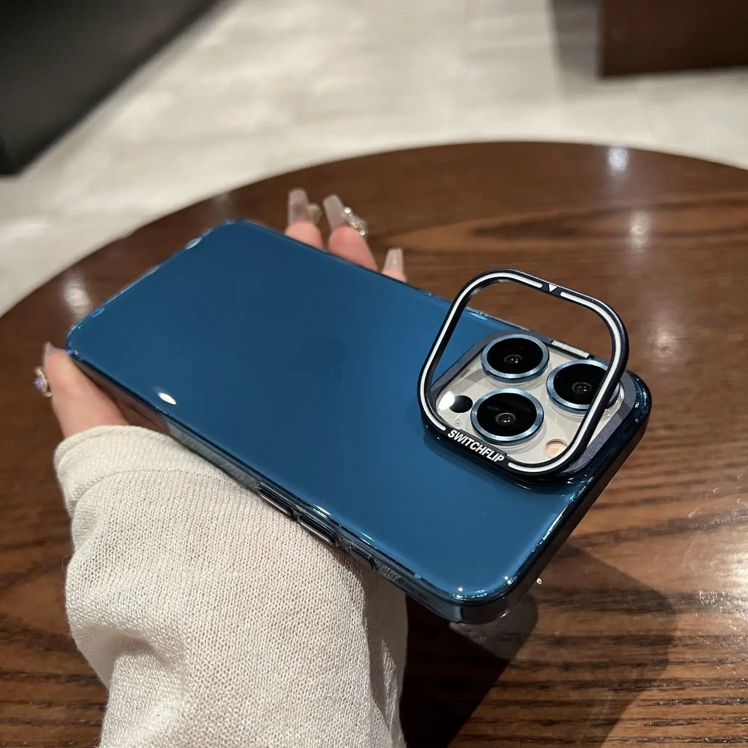 Casing Anti kuning Premium UNTUK iPhone 15 Pro Max 14 13 Series Elegant Sea-blue plastik keras pelindung ponsel penutup ramping