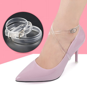 Cordas elásticas de silicone, antiqueda, feixe, cordas de tornozelo, sólido, transparente, cadarços de silicone invisível para mulheres, salto alto