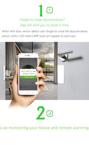 Tuya-Sensor de puerta WIFI controlado por aplicación Android e IOS, sistema de alarma de seguridad para el hogar - Product Image 5