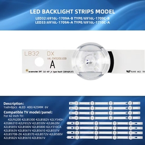 42LB580 INNOTEK DRT 3.0 42&quot; a Type INNOTEK DRT 3.0 42&quot; B Type 4LED <strong>400MM</strong> 6V 4+4pcs/set - Product Image 2