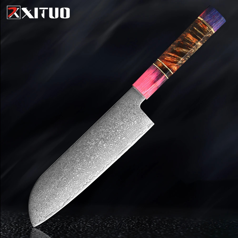 Santoku de acero Damasco VG10 de 67 capas 7-A-R5d