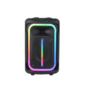 OEM 12-Zoll tragbare Outdoor-Karaoke-Subwoofer Trolley Party Lautsprecher RGB LED-Beleuchtung AUX für Outdoor-Aktivitäten Partys