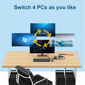 4K HDMI <strong>KVM</strong> <strong>Switch</strong> 4 Port + Cables ( 2 in <strong>1</strong> ), MT-VIKI Desktop <strong>KVM</strong> Switcher Selector Box