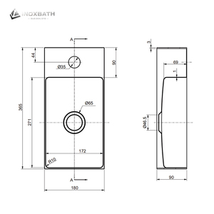 バスルームシンク長方形形状デザイン洗面台ステンレス鋼304表面バニティ洗面台 - Product Image 6