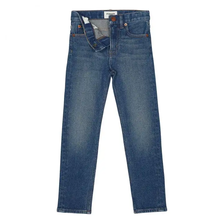 Roupas infantis 99% algodão 1% elastano jeans unissex slim fit com bolso curvo ícone jeans magros